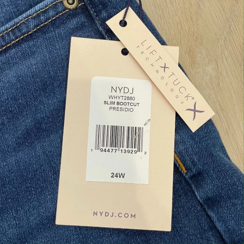NEW NYDJ Womens Plus 24W Slim‎ Bootcut Jeans Lift Tuck Presidio Wash Denim